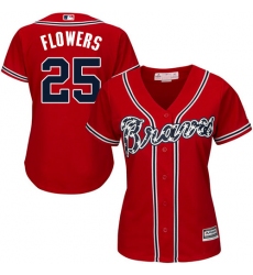 Women's Majestic Atlanta Braves #25 Tyler Flowers Replica Red Alternate Cool Base MLB Jersey