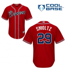 Men's Majestic Atlanta Braves #29 John Smoltz Replica Red Alternate Cool Base MLB Jersey