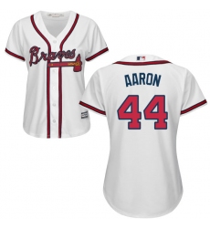 Women's Majestic Atlanta Braves #44 Hank Aaron Authentic White Home Cool Base MLB Jersey