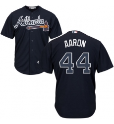 Youth Majestic Atlanta Braves #44 Hank Aaron Replica Blue Alternate Road Cool Base MLB Jersey