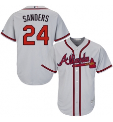 Youth Majestic Atlanta Braves #24 Deion Sanders Authentic Grey Road Cool Base MLB Jersey