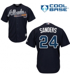 Youth Majestic Atlanta Braves #24 Deion Sanders Replica Blue Alternate Road Cool Base MLB Jersey