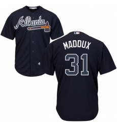 Youth Majestic Atlanta Braves #31 Greg Maddux Authentic Blue Alternate Road Cool Base MLB Jersey
