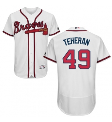 Men's Majestic Atlanta Braves #49 Julio Teheran White Home Flex Base Authentic Collection MLB Jersey