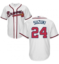 Youth Majestic Atlanta Braves #24 Kurt Suzuki Authentic White Home Cool Base MLB Jersey