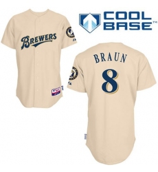 Men's Majestic Milwaukee Brewers #8 Ryan Braun Replica Cream YOUniform Cool Base MLB Jersey