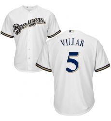 Men's Majestic Milwaukee Brewers #5 Jonathan Villar Replica White Home Cool Base MLB Jersey