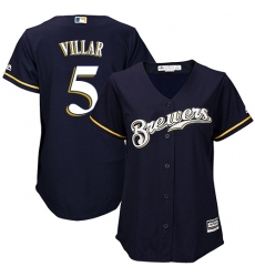 Women's Majestic Milwaukee Brewers #5 Jonathan Villar Replica Navy Blue Alternate Cool Base MLB Jersey