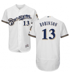 Men's Majestic Milwaukee Brewers #13 Glenn Robinson White Flexbase Authentic Collection MLB Jersey