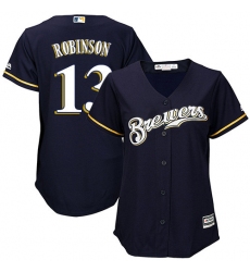 Women's Majestic Milwaukee Brewers #13 Glenn Robinson Authentic Navy Blue Alternate Cool Base MLB Jersey