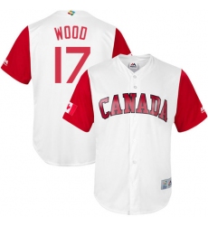 Men's Canada Baseball Majestic #17 Eric Wood White 2017 World Baseball Classic Replica Team Jersey