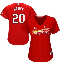 Women's Majestic St. Louis Cardinals #20 Lou Brock Replica Red Alternate Cool Base MLB Jersey