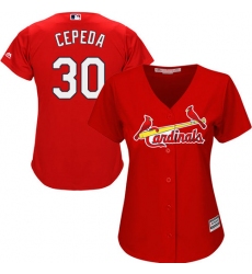 Women's Majestic St. Louis Cardinals #30 Orlando Cepeda Authentic Red Alternate Cool Base MLB Jersey