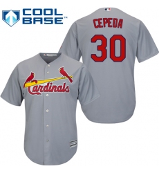 Youth Majestic St. Louis Cardinals #30 Orlando Cepeda Authentic Grey Road Cool Base MLB Jersey