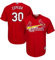 Youth Majestic St. Louis Cardinals #30 Orlando Cepeda Authentic Red Alternate Cool Base MLB Jersey