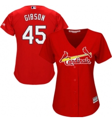 Women's Majestic St. Louis Cardinals #45 Bob Gibson Authentic Red Alternate Cool Base MLB Jersey