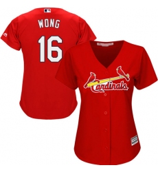 Women's Majestic St. Louis Cardinals #16 Kolten Wong Replica Red Alternate Cool Base MLB Jersey