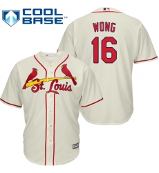 Youth Majestic St. Louis Cardinals #16 Kolten Wong Replica Cream Alternate Cool Base MLB Jersey