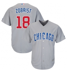 Youth Majestic Chicago Cubs #18 Ben Zobrist Replica Grey Road Cool Base MLB Jersey