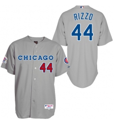 Men's Majestic Chicago Cubs #44 Anthony Rizzo Authentic Grey 1990 Turn Back The Clock MLB Jersey