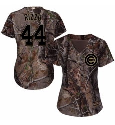 Women's Majestic Chicago Cubs #44 Anthony Rizzo Authentic Camo Realtree Collection Flex Base MLB Jersey