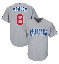 Youth Majestic Chicago Cubs #8 Andre Dawson Authentic Grey Road Cool Base MLB Jersey