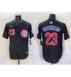 Men's Chicago Cubs #23 Ryne Sandberg Black Limited Stitched Baseball Jersey