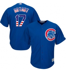 Men's Majestic Chicago Cubs #17 Kris Bryant Authentic Royal Blue USA Flag Fashion MLB Jersey