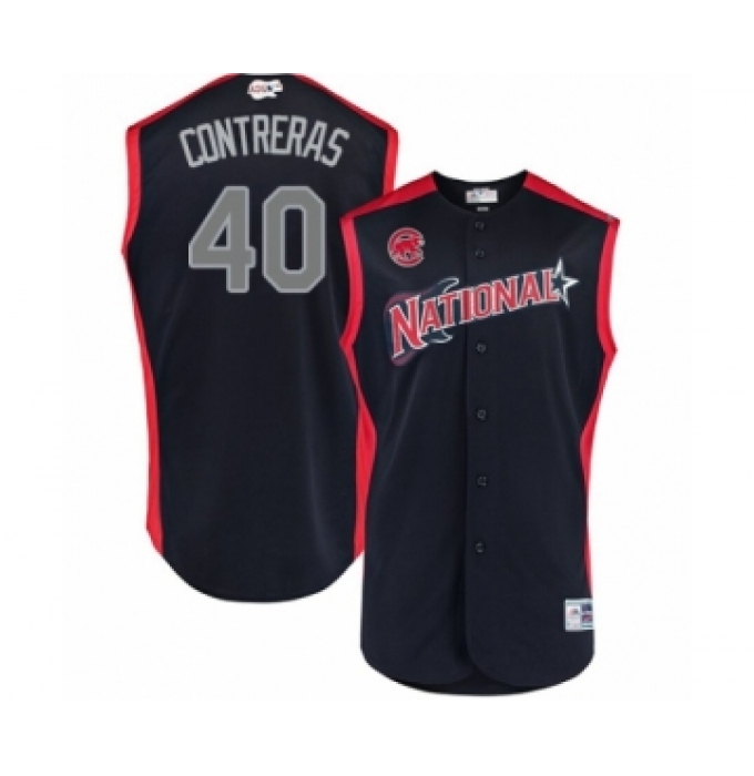 Men's Chicago Cubs #40 Willson Contreras Authentic Navy Blue National League 2019 Baseball All-Star Jersey