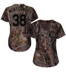 Women's Majestic Chicago Cubs #38 Mike Montgomery Authentic Camo Realtree Collection Flex Base MLB Jersey