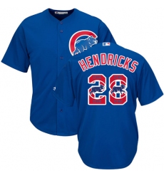 Men's Majestic Chicago Cubs #28 Kyle Hendricks Authentic Royal Blue Team Logo Fashion Cool Base MLB Jersey