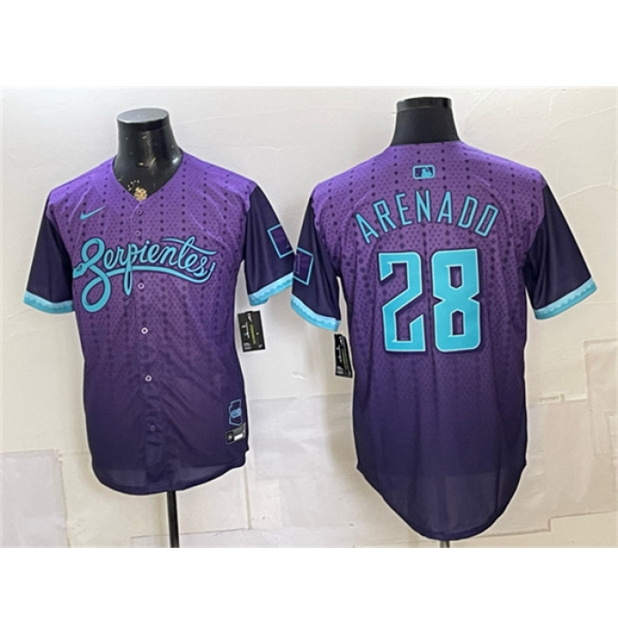 Men's Arizona Diamondbacks #28 Nolan Arenado Purple 2025 City Connect Limited Stitched Baseball Jersey