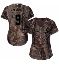 Women's Majestic Los Angeles Dodgers #9 Yasmani Grandal Authentic Camo Realtree Collection Flex Base MLB Jersey