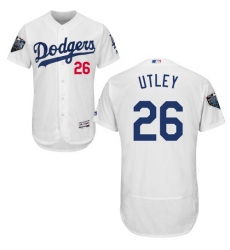 Men's Majestic Los Angeles Dodgers #26 Chase Utley White Home Flex Base Authentic Collection 2018 World Series MLB Jersey