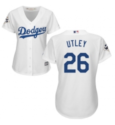 Women's Majestic Los Angeles Dodgers #26 Chase Utley Replica White Home 2017 World Series Bound Cool Base MLB Jersey