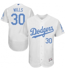Men's Majestic Los Angeles Dodgers #30 Maury Wills Authentic White 2016 Father's Day Fashion Flex Base MLB Jersey