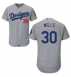 Men's Majestic Los Angeles Dodgers #30 Maury Wills Gray Alternate Road Flexbase Authentic Collection MLB Jersey