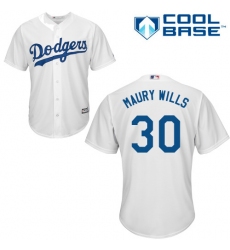 Men's Majestic Los Angeles Dodgers #30 Maury Wills Replica White Home Cool Base MLB Jersey