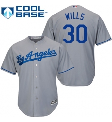 Youth Majestic Los Angeles Dodgers #30 Maury Wills Authentic Grey Road Cool Base MLB Jersey