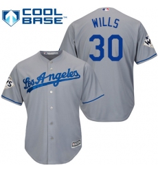 Youth Majestic Los Angeles Dodgers #30 Maury Wills Replica Grey Road 2017 World Series Bound Cool Base MLB Jersey