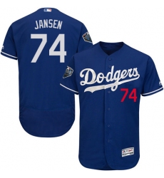 Men's Majestic Los Angeles Dodgers #74 Kenley Jansen Royal Blue Flexbase Authentic Collection 2018 World Series MLB Jersey