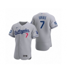 Men's Los Angeles Dodgers #7 Julio Urias Gray 2020 World Series Champions Road Authentic Jersey