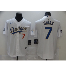Men's Nike Los Angeles Dodgers #7 Julio Urias White Game Champions Authentic Jersey