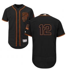 Men's Majestic San Francisco Giants #12 Joe Panik Black Alternate Flex Base Authentic Collection MLB Jersey