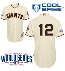 Youth Majestic San Francisco Giants #12 Joe Panik Replica Cream Home Cool Base w/2014 World Series Patch MLB Jersey