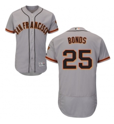 Men's Majestic San Francisco Giants #25 Barry Bonds Grey Road Flex Base Authentic Collection MLB Jersey