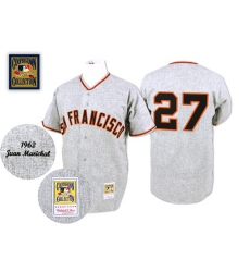 Men's Mitchell and Ness 1962 San Francisco Giants #27 Juan Marichal Replica Grey Throwback MLB Jersey