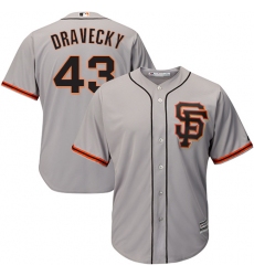 Men's Majestic San Francisco Giants #43 Dave Dravecky Replica Grey Road 2 Cool Base MLB Jersey
