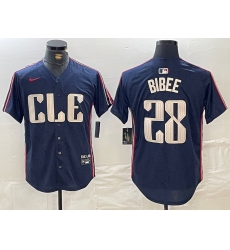 Men's Cleveland Guardians #28 Tanner Bibee Navy 2024 City Connect Limited Stitched Jersey