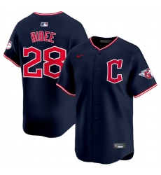 Men's Cleveland Guardians #28 Tanner Bibee Navy 2025 Alternate Limited Stitched Baseball Jersey